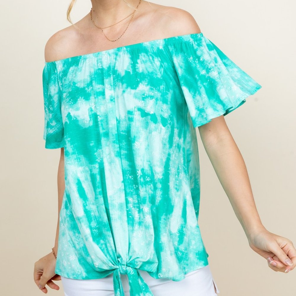 Off-Shoulder Tie-Dye Shirt - Picture 2 of 4